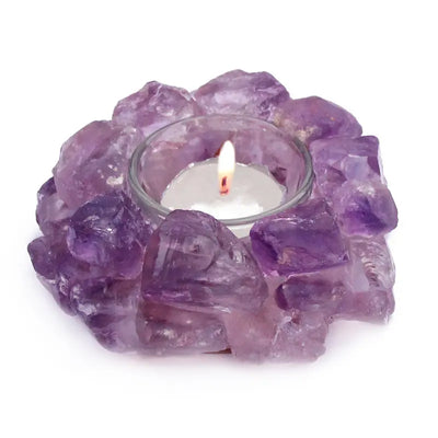 Rough Stone Votive Candle Holder Tealight Quartz Crystal Healing Gemstone Tealight Holder Home Decor Reiki Stone