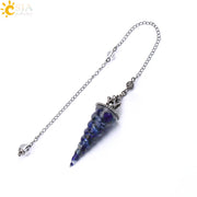 CSJA 7 Chakra Healing Crystals Pendulum for Dowsing Divination Quartz Natural Stone Pendulums Antique Reiki Pendant Pendulo G854