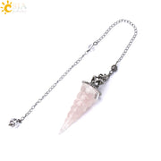 CSJA 7 Chakra Healing Crystals Pendulum for Dowsing Divination Quartz Natural Stone Pendulums Antique Reiki Pendant Pendulo G854