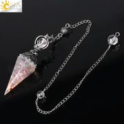 CSJA 7 Chakra Healing Crystals Pendulum for Dowsing Divination Quartz Natural Stone Pendulums Antique Reiki Pendant Pendulo G854