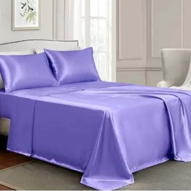 Sheets Full Size - 4 Pieces Luxury Silky Soft Bed Sheets, Wrinkle-Free Satin Silk Sheet Set with 1 Deep Pocket Fitted Sheet, 1 Flat Sheet, 2 Pillow Cases Free Shipping Get Yours Now at Sale Price