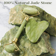 Jade Roller & Gua Sha, Natrue Jade Face Roller Gua Sha Tool Facial Skin Care Massager, Green