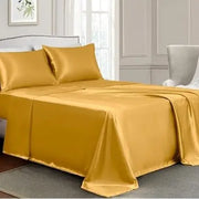 Sheets Full Size - 4 Pieces Luxury Silky Soft Bed Sheets, Wrinkle-Free Satin Silk Sheet Set with 1 Deep Pocket Fitted Sheet, 1 Flat Sheet, 2 Pillow Cases Free Shipping Get Yours Now at Sale Price