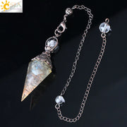 CSJA 7 Chakra Healing Crystals Pendulum for Dowsing Divination Quartz Natural Stone Pendulums Antique Reiki Pendant Pendulo G854