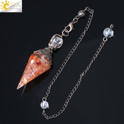 CSJA 7 Chakra Healing Crystals Pendulum for Dowsing Divination Quartz Natural Stone Pendulums Antique Reiki Pendant Pendulo G854