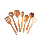 7 PC High-Heat Resistant Teak Wood Kitchenware Spoon Set