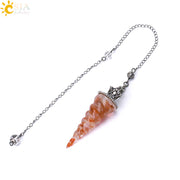 CSJA 7 Chakra Healing Crystals Pendulum for Dowsing Divination Quartz Natural Stone Pendulums Antique Reiki Pendant Pendulo G854