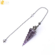 CSJA 7 Chakra Healing Crystals Pendulum for Dowsing Divination Quartz Natural Stone Pendulums Antique Reiki Pendant Pendulo G854