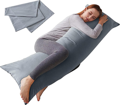 Body Pillow with Pillowcase - Soft Long Bed Pillow for Adults - Breathable Full Body Pillow Insert for Sleeping, 20X54Inches, Grey