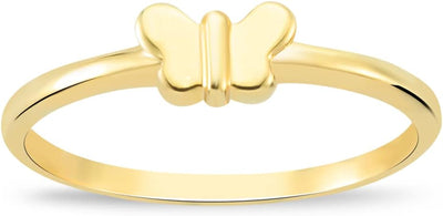 14K Real Gold Butterfly Ring for Women | 14K Solid Gold Trendy Stacking Rings | Dainty Gold Animal Rings | Women'S 14K Gold Nature Themed Jewelry | Gift for Birthday, Mother'S Day, Sizes 5 to 9