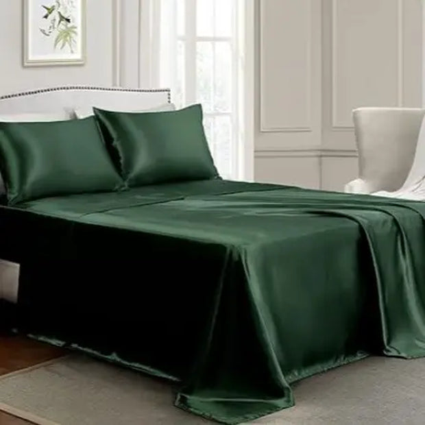 Sheets Full Size - 4 Pieces Luxury Silky Soft Bed Sheets, Wrinkle-Free Satin Silk Sheet Set with 1 Deep Pocket Fitted Sheet, 1 Flat Sheet, 2 Pillow Cases Free Shipping Get Yours Now at Sale Price