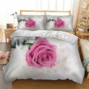 3D Pink Rose Duvet Cover Set Luxury Floral Double Queen King Size Bedding Set Single Twin Full Bed Cover for Marriage Girl Women