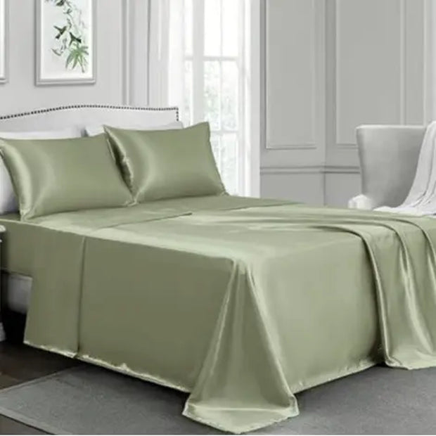 Sheets Full Size - 4 Pieces Luxury Silky Soft Bed Sheets, Wrinkle-Free Satin Silk Sheet Set with 1 Deep Pocket Fitted Sheet, 1 Flat Sheet, 2 Pillow Cases Free Shipping Get Yours Now at Sale Price