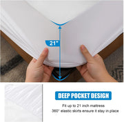 2 Pack Mattress Protector Full Size 100% Waterproof Fitted Mattress Cover, Breathable Noiseless & Machine Washable Bed Cover Deep Pocket from 5" to 21", Bed Protector for Pets Kids Adults -Vinyl Free