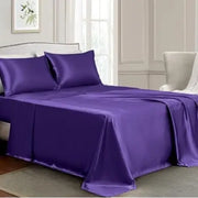 Sheets Full Size - 4 Pieces Luxury Silky Soft Bed Sheets, Wrinkle-Free Satin Silk Sheet Set with 1 Deep Pocket Fitted Sheet, 1 Flat Sheet, 2 Pillow Cases Free Shipping Get Yours Now at Sale Price