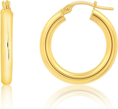 Solid 14K Gold Hoop Earrings for Women | 14K Yellow Gold or White Gold Hoop Earrings | 14K Real Gold Earrings with Click Tops | Small to Large (0.75, 1.2, 1 Inch) Gold Hoop Earrings by