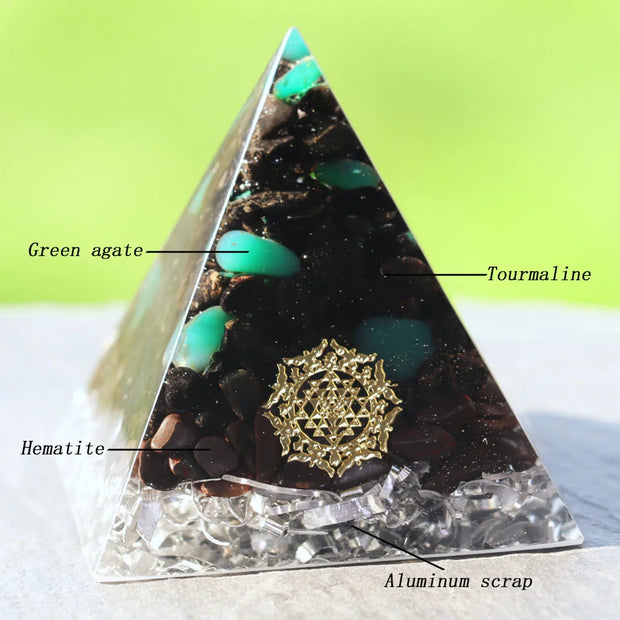 Healing Crystals Chakra Hematite Emf Protection Orgone Pyramid Reiki Energy Meditation Negative Ion Generator Pyramid