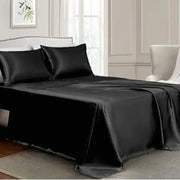 Sheets Full Size - 4 Pieces Luxury Silky Soft Bed Sheets, Wrinkle-Free Satin Silk Sheet Set with 1 Deep Pocket Fitted Sheet, 1 Flat Sheet, 2 Pillow Cases Free Shipping Get Yours Now at Sale Price