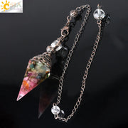 CSJA 7 Chakra Healing Crystals Pendulum for Dowsing Divination Quartz Natural Stone Pendulums Antique Reiki Pendant Pendulo G854