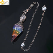 CSJA 7 Chakra Healing Crystals Pendulum for Dowsing Divination Quartz Natural Stone Pendulums Antique Reiki Pendant Pendulo G854