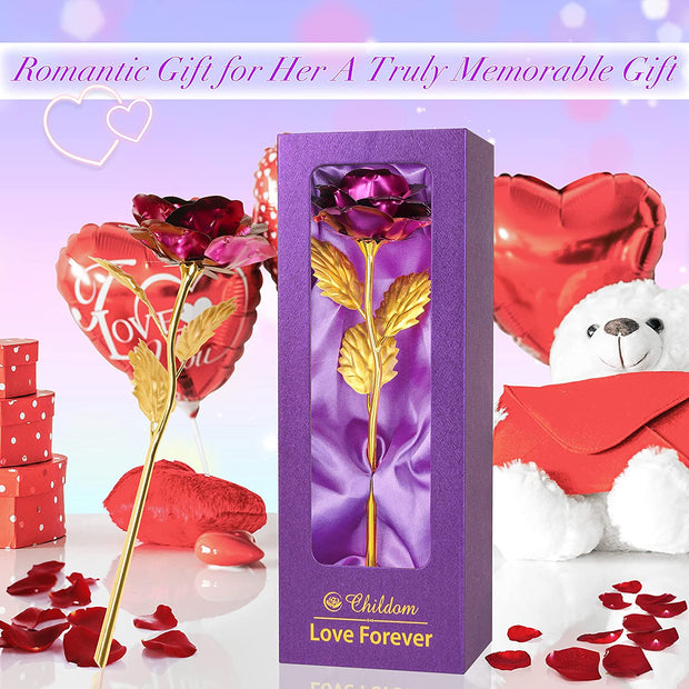 Valentines Day Gifts for Her, Roses Flower Gifts for Women, Mom Birthday Gifts for Her, Purple Roses Gifts with Purple Gift Box, Valentines Rose Flower Gifts for Mom, Wife,Women,Mom,Anniversary