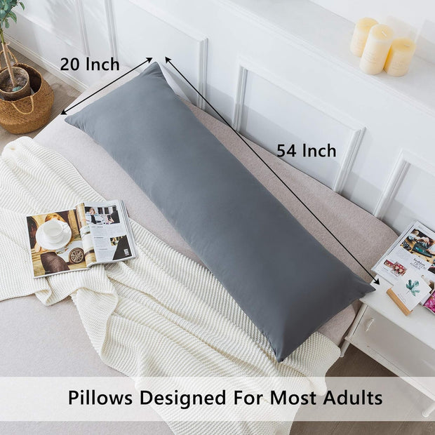 Body Pillow with Pillowcase - Soft Long Bed Pillow for Adults - Breathable Full Body Pillow Insert for Sleeping, 20X54Inches, Grey