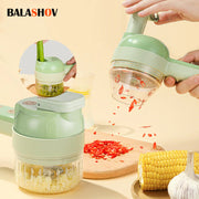 4In1 Electric Vegetable Cutter Set Handheld Wireless Electric Garlic Masher Food Chopper Meat Grinder Machine Food Peel Slice