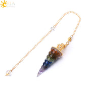 CSJA 7 Chakra Healing Crystals Pendulum for Dowsing Divination Quartz Natural Stone Pendulums Antique Reiki Pendant Pendulo G854