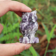 Crystal Owl Sculpture Statue Crafts Healing Reiki Pocket Gemstone Figurines (Amethyst)