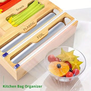 Wooden Plastic Bag Storage Box (1 Piece), Kitchen Accessories Portable Bamboo Plastic Film Cutting Box, Garbage Bag Clean Storage Box for Home Kitchen