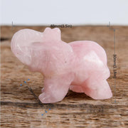 Carved Healing Crystals Gemstones Elephant Statue Figurine Collectible Decor 1.5 Inches