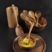 7 PC High-Heat Resistant Teak Wood Kitchenware Spoon Set