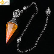 CSJA 7 Chakra Healing Crystals Pendulum for Dowsing Divination Quartz Natural Stone Pendulums Antique Reiki Pendant Pendulo G854