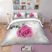 3D Pink Rose Duvet Cover Set Luxury Floral Double Queen King Size Bedding Set Single Twin Full Bed Cover for Marriage Girl Women