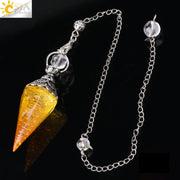 CSJA 7 Chakra Healing Crystals Pendulum for Dowsing Divination Quartz Natural Stone Pendulums Antique Reiki Pendant Pendulo G854