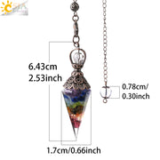 CSJA 7 Chakra Healing Crystals Pendulum for Dowsing Divination Quartz Natural Stone Pendulums Antique Reiki Pendant Pendulo G854