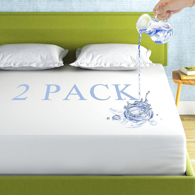 2 Pack Mattress Protector Full Size 100% Waterproof Fitted Mattress Cover, Breathable Noiseless & Machine Washable Bed Cover Deep Pocket from 5" to 21", Bed Protector for Pets Kids Adults -Vinyl Free