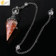 CSJA 7 Chakra Healing Crystals Pendulum for Dowsing Divination Quartz Natural Stone Pendulums Antique Reiki Pendant Pendulo G854