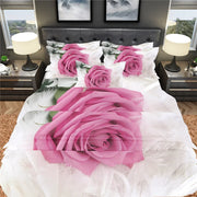 3D Pink Rose Duvet Cover Set Luxury Floral Double Queen King Size Bedding Set Single Twin Full Bed Cover for Marriage Girl Women