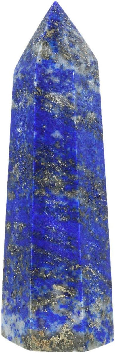 Blue Lapis Lazuli Healing Crystal Point Faceted Prism Wand Carved Reiki Stone Figurine