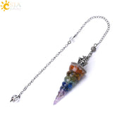 CSJA 7 Chakra Healing Crystals Pendulum for Dowsing Divination Quartz Natural Stone Pendulums Antique Reiki Pendant Pendulo G854